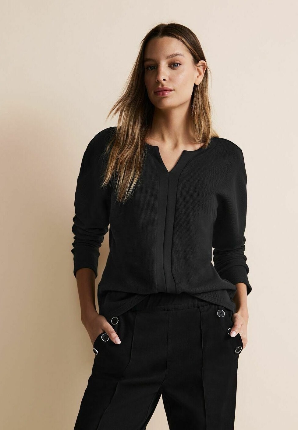 

Футболка с длинным рукавом Street One, schwarz