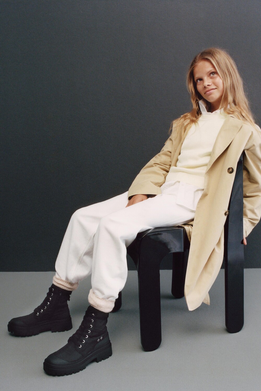 

Ботинки из ткани со шнуровкой ZARA, черный