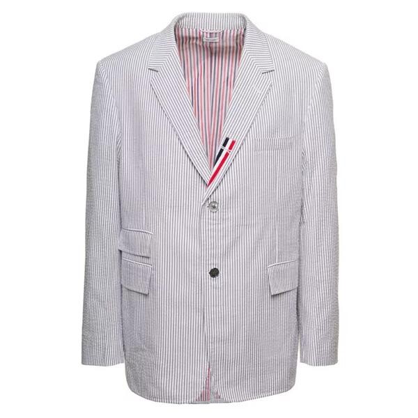 

Куртка striped single breasted blazer in cotton Thom Browne, серый