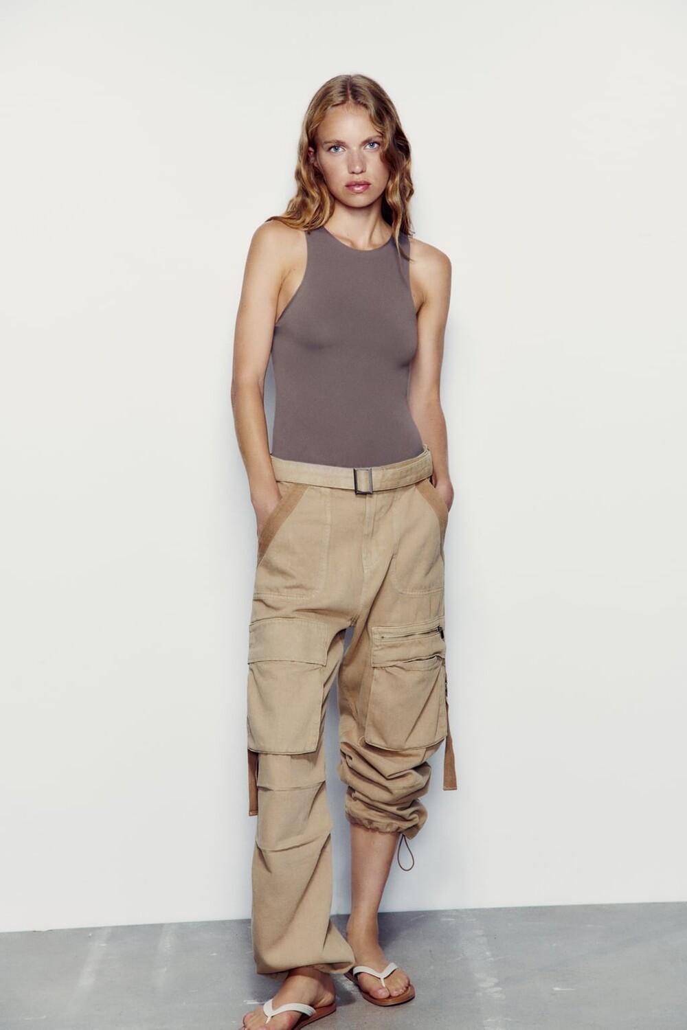 

Боди с хальтером ZARA, норковый