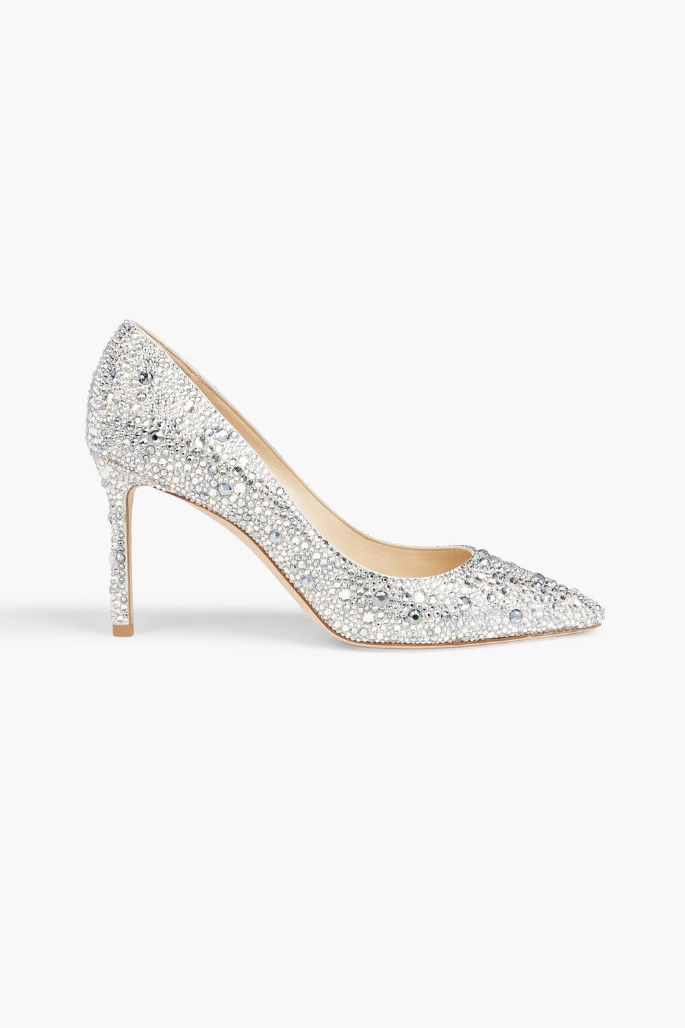 

Кожаные туфли Romy 85 с кристаллами JIMMY CHOO, серебряный