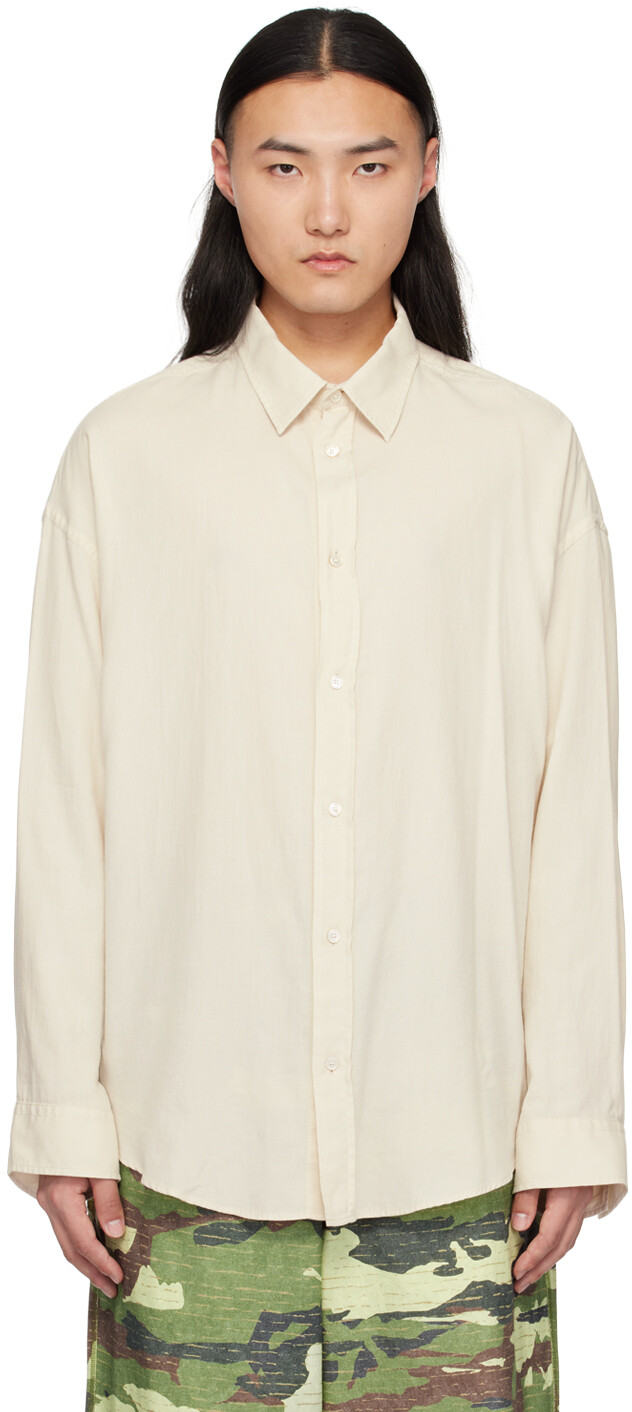 

Бело-белая рубашка на пуговицах Acne Studios, цвет Off white