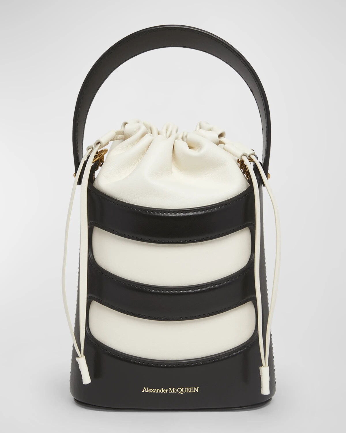 

Мини-сумка-ведро The Rise Alexander McQueen, цвет Black Soft Ivory