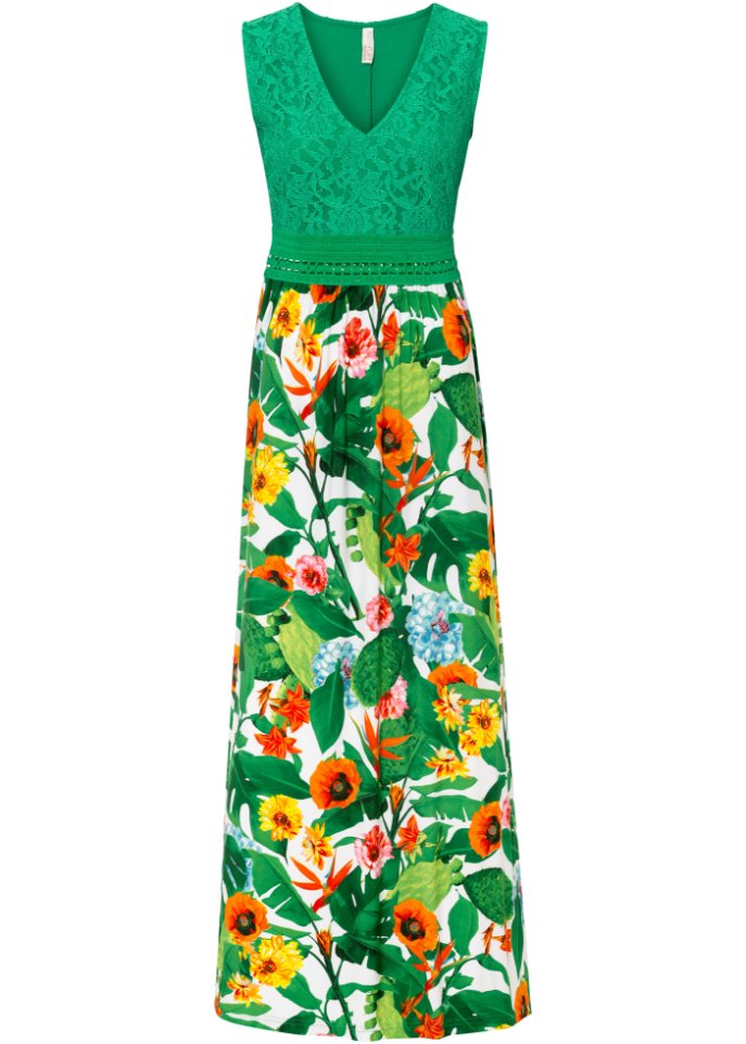 Платье макси с кружевом Bodyflirt Boutique, зеленый