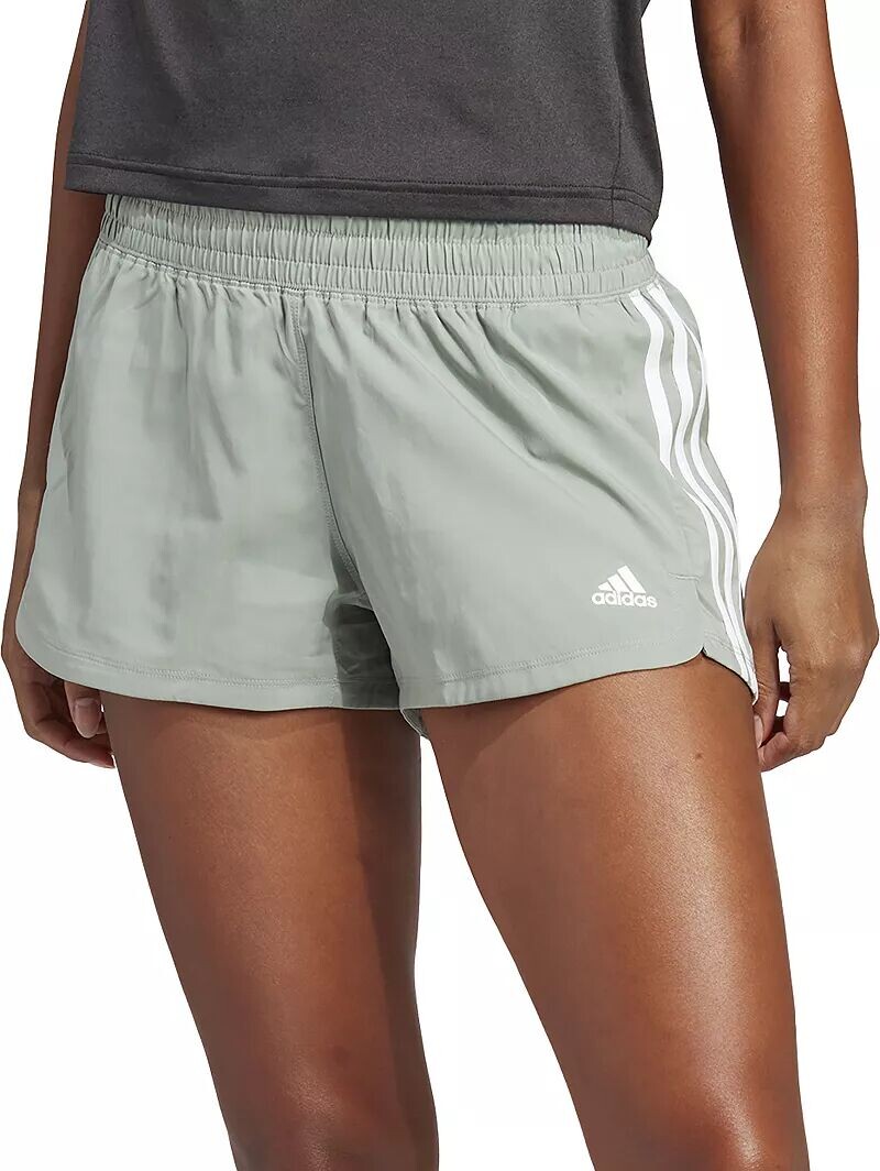 

Женские тканые шорты Adidas Pacer с 3 полосками, серебристо-зеленый
