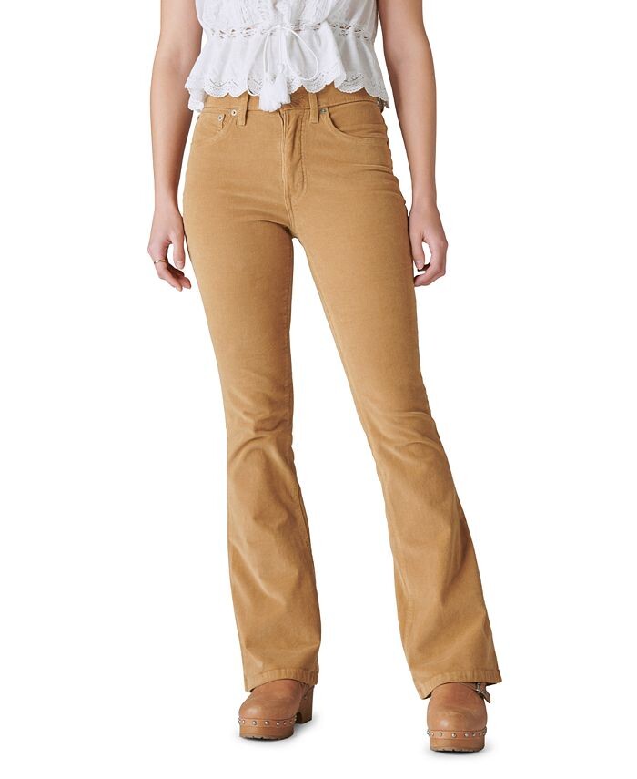 

Женские вельветовые брюки-клеш Stevie с высокой посадкой Lucky Brand, коричневый