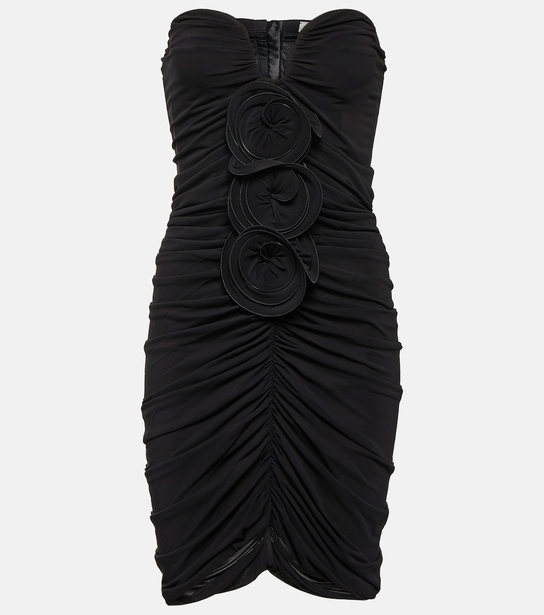 цена Мини-платье-бюстье с цветочной аппликацией MAGDA BUTRYM, черный