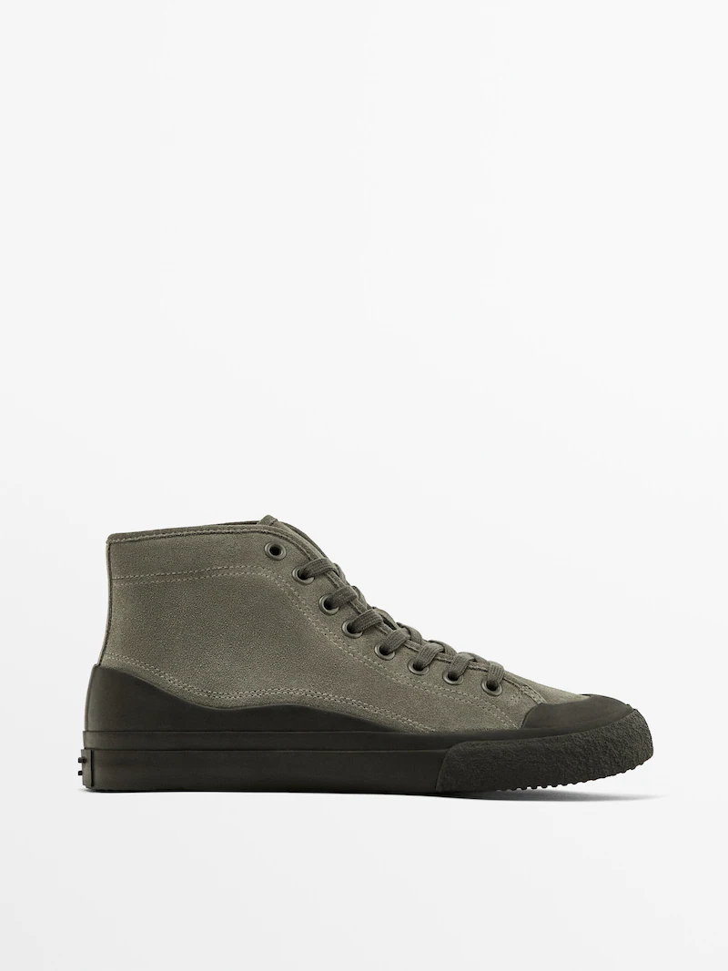 

Высокие кроссовки из спилка из замши - studio Massimo Dutti, серый