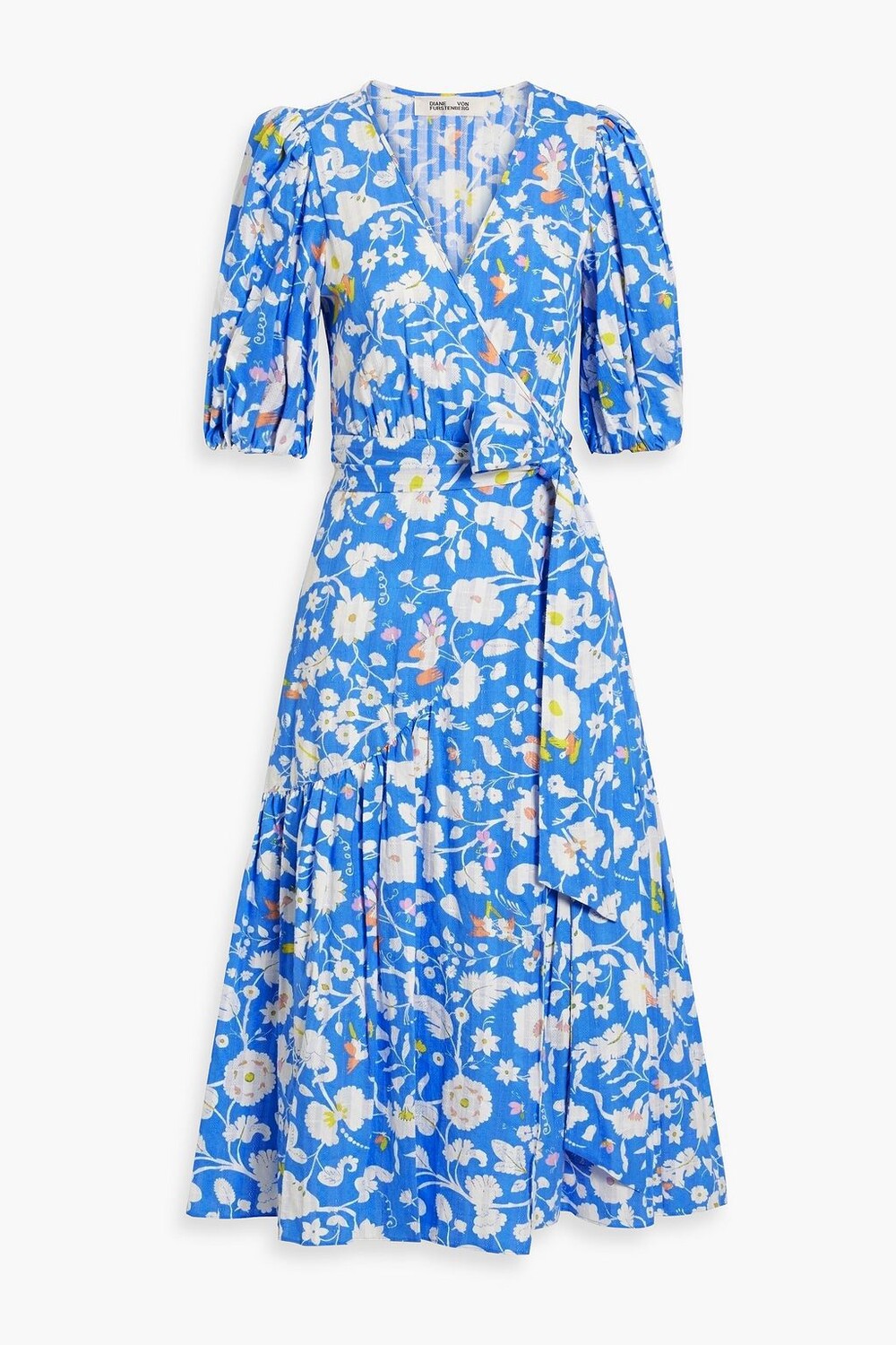 

Платье Elektra с запахом и хлопковым жаккардом с цветочным принтом DIANE VON FURSTENBERG, лазурный