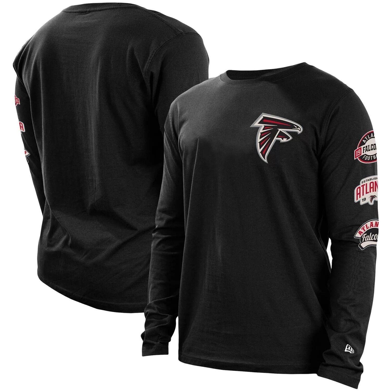 

Мужская черная футболка с длинным рукавом Atlanta Falcons Hype 2-Hit New Era, Черный