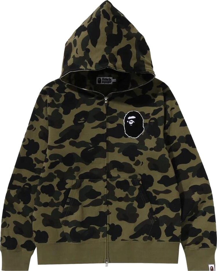 Худи BAPE 1st Camo Full Zip 'Green', зеленый