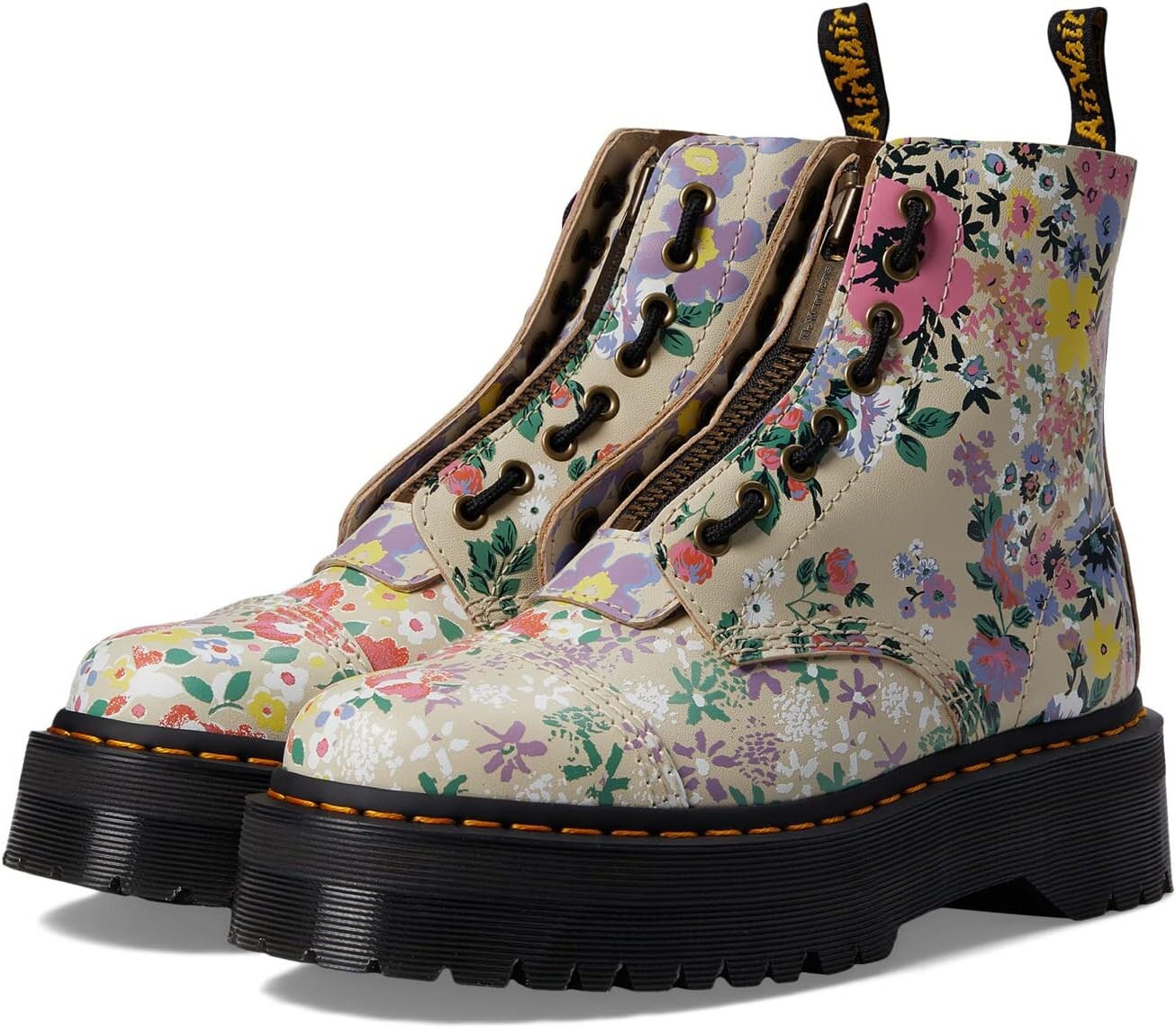 

Ботинки на шнуровке Sinclair Dr. Martens, цвет Parchment Beige Floral Mash Up
