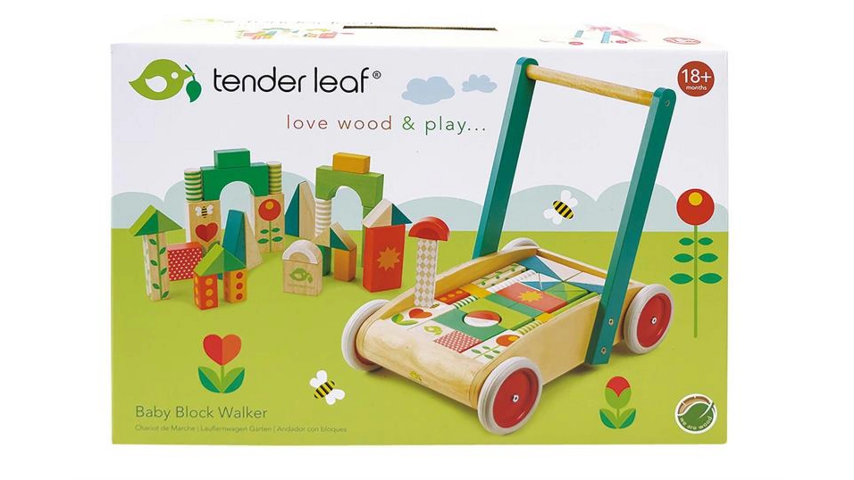 Ходунки с кубиками Tender Leaf Toys сортеры viking toys машинка с кубиками