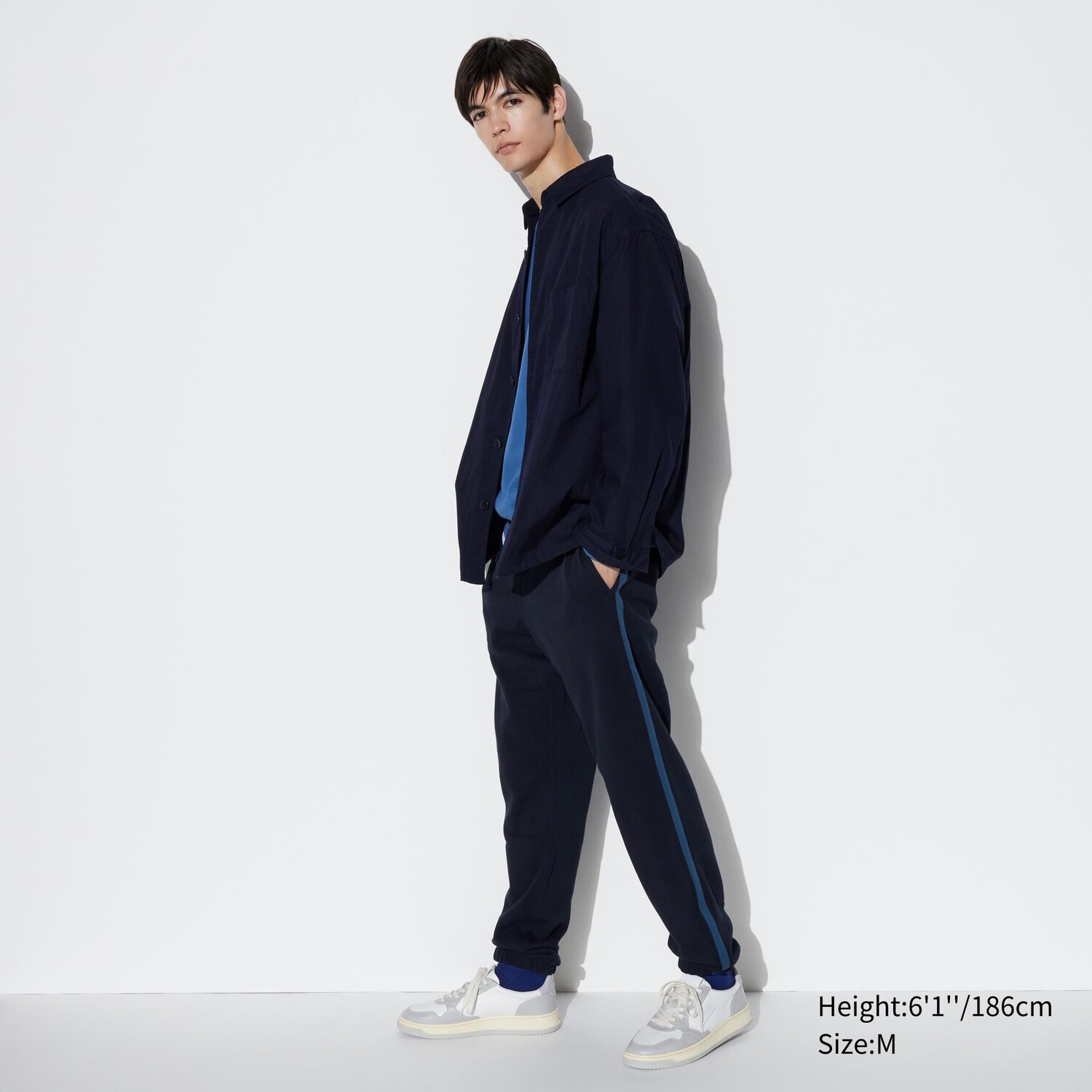 

Джоггеры с боковыми полосами (длинные) UNIQLO, темно-синий