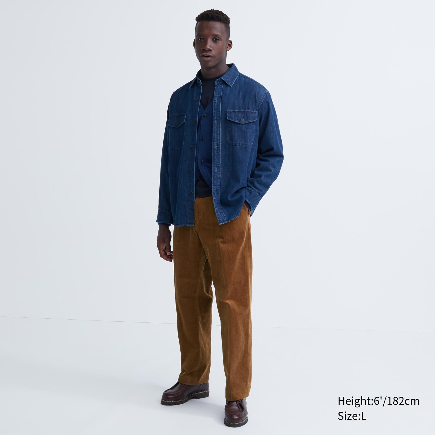 

Вельветовые широкие брюки со складками Uniqlo, коричневый