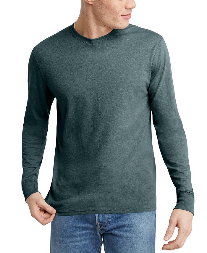 Мужская футболка Originals Tri-Blend с длинным рукавом Hanes, цвет Green 1 мужская футболка originals из хлопка с длинным рукавом hanes цвет equilibrium green