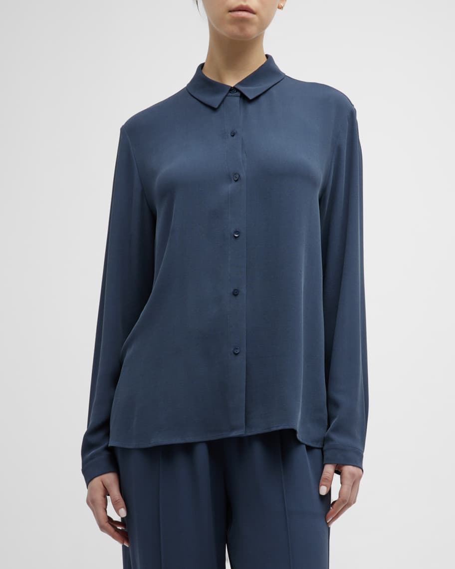 

Шелковая рубашка на пуговицах с заостренным воротником Eileen Fisher