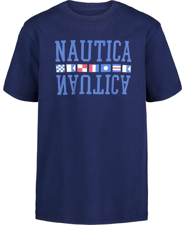 

Футболка с короткими рукавами и рисунком флага для новорожденных Nautica, синий