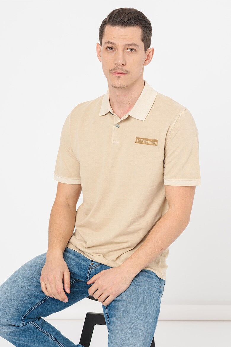 

Хлопковая футболка с воротником Jack & Jones, бежевый