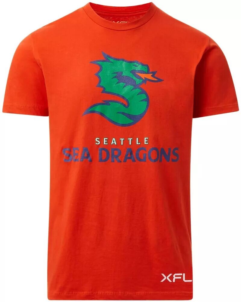 

Мужская оранжевая футболка с логотипом XFL Seattle Sea Dragons Lockup