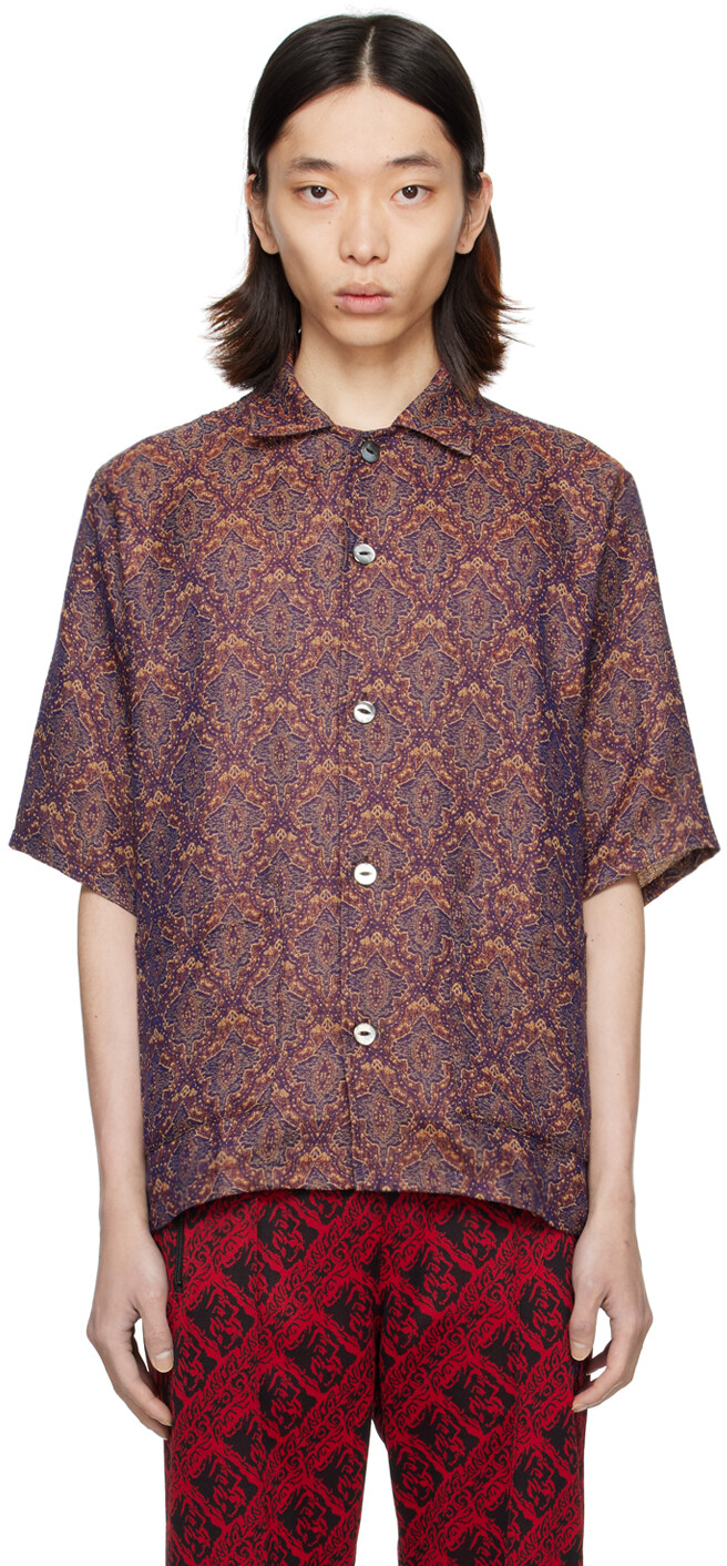 

Разноцветная рубашка-кабана Needles, цвет C-navy/Yellow/Brown