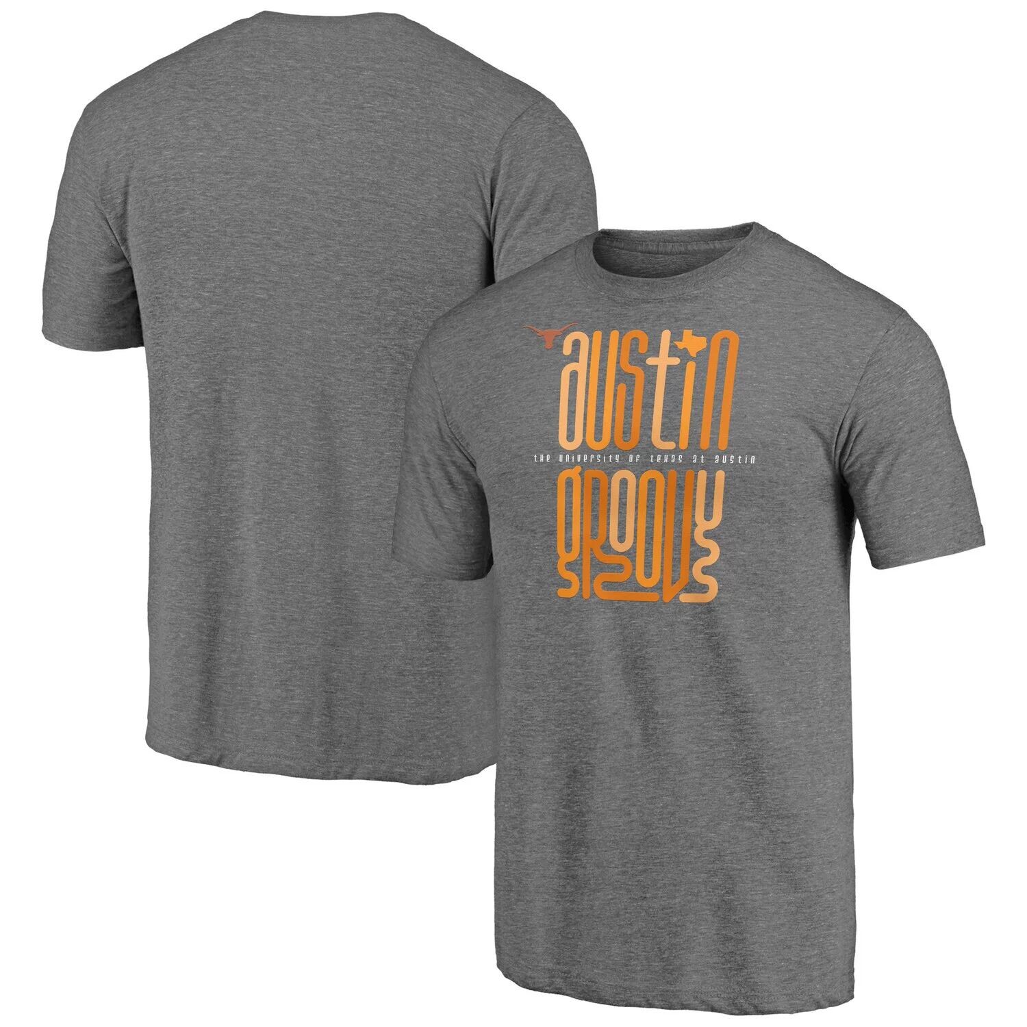 

Мужская серая футболка с логотипом Texas Longhorns Hometown Collection Groovy Tri-Blend Fanatics, Серый