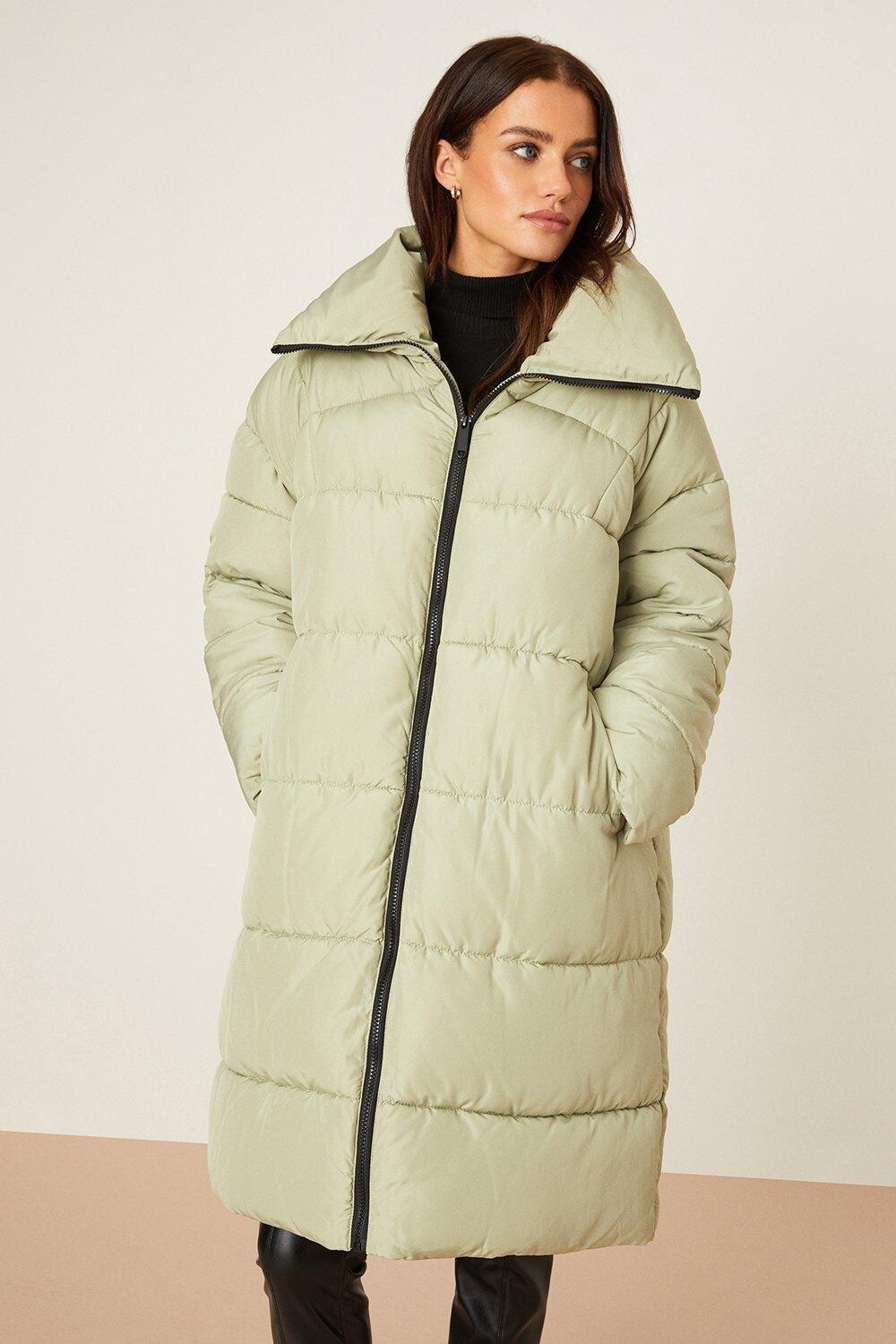 

Длинное пальто с подкладкой Petite Dorothy Perkins, зеленый