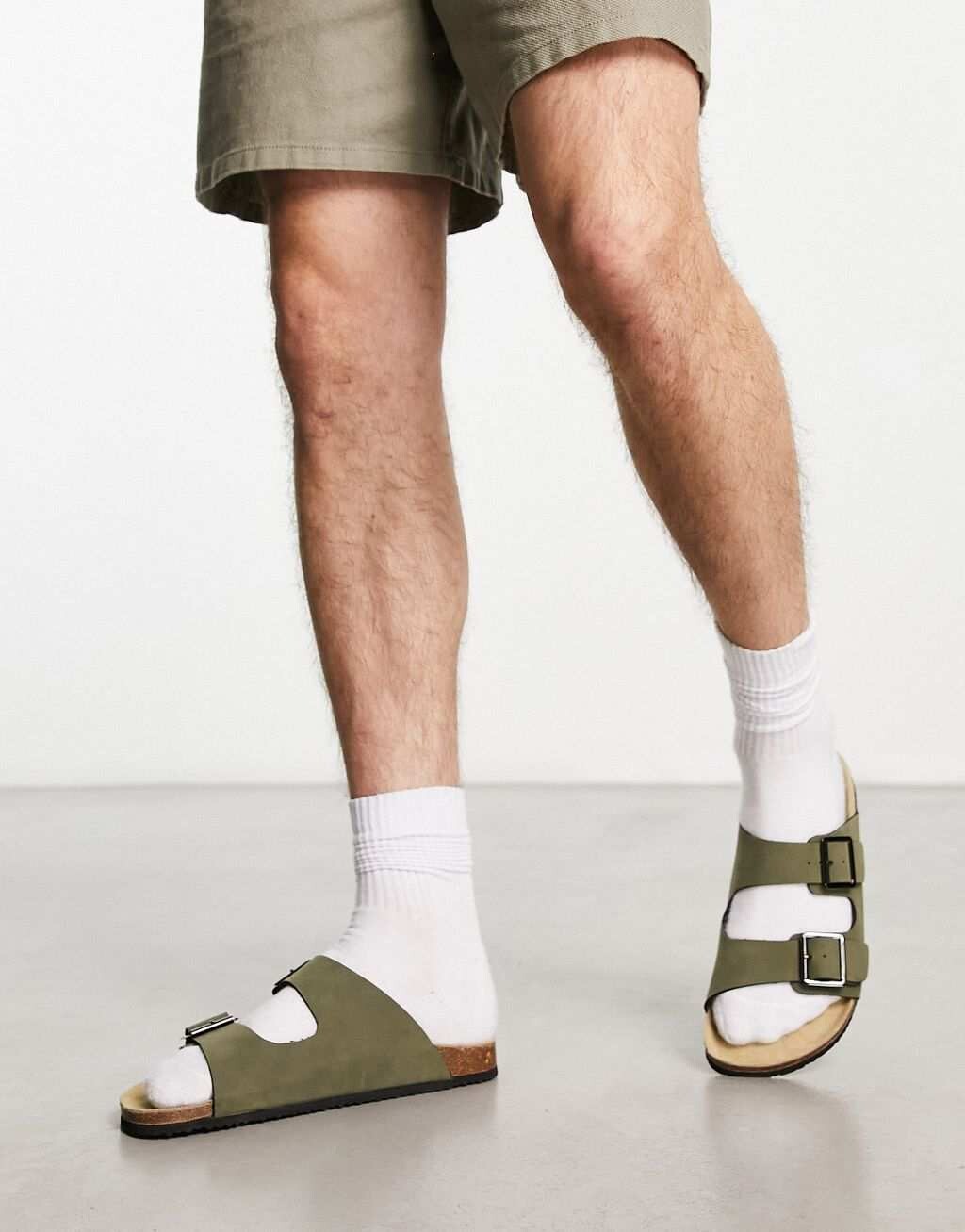 

Сандалии хаки из искусственной замши цвета хаки с двумя ремешками ASOS DESIGN