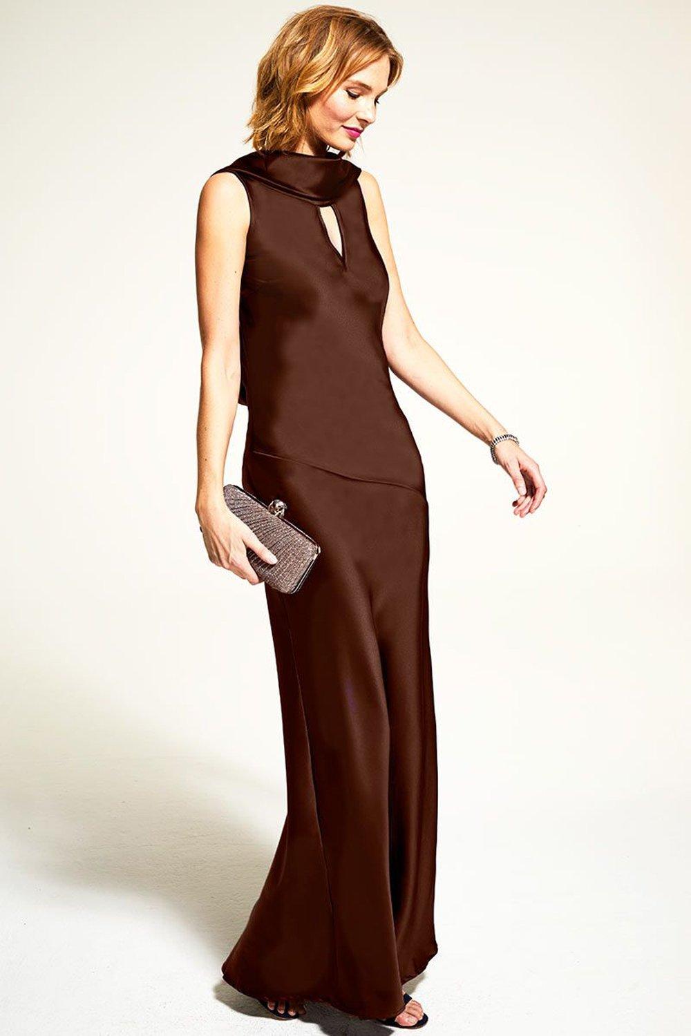 Шелковистое платье с воротником-хомутом Hot Squash, коричневый