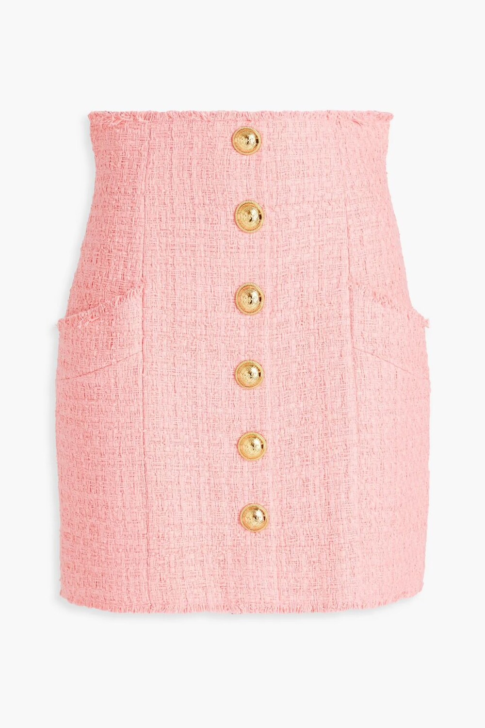 

Украшенная мини-юбка из твида с добавлением хлопка Balmain, розовый