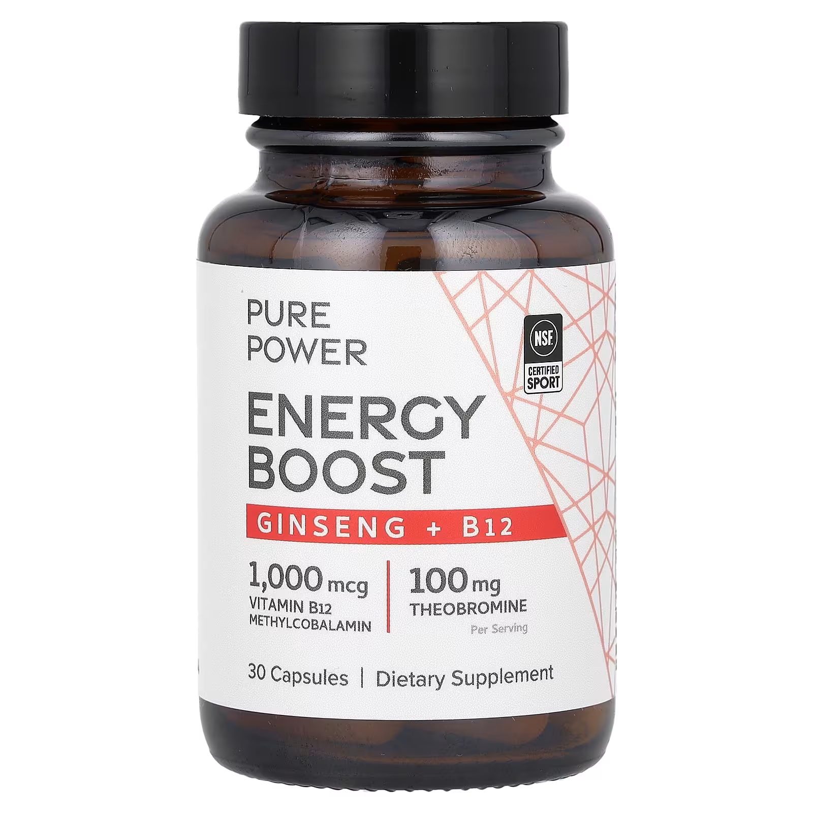 Mercola Pure Power Energy Boost Женьшень + B12 30 капсул Dr. Mercola