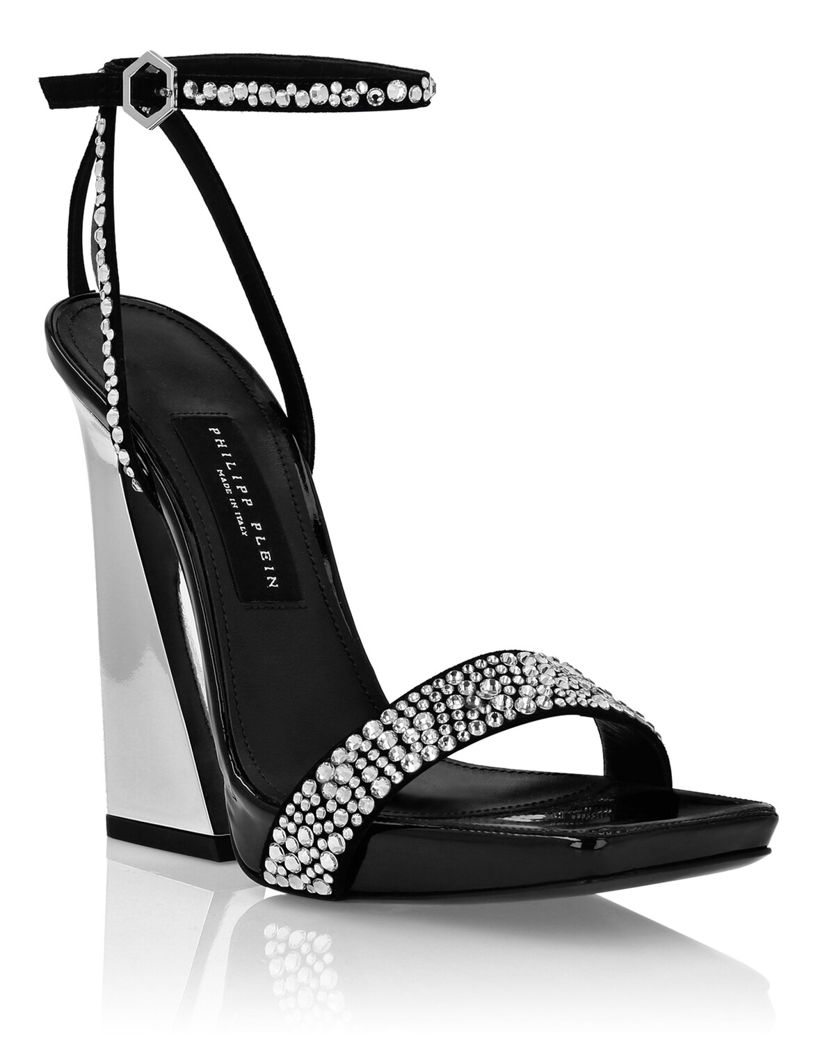

Сандалии с ремешком на щиколотке с кристаллами Philipp Plein, цвет Black / Crystal