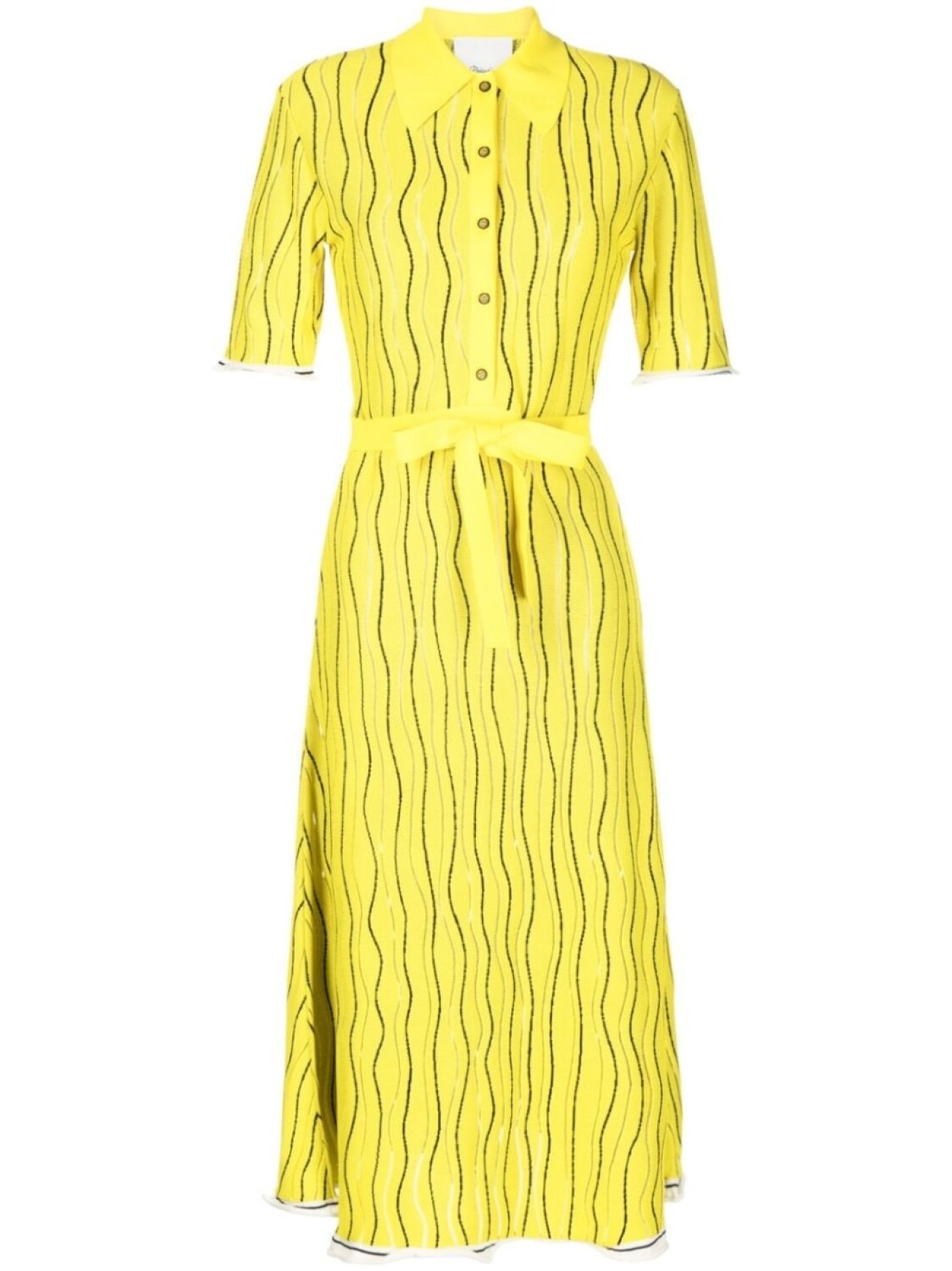 

Жаккардовое платье Art Nouveau с воротником поло 3.1 Phillip Lim, желтый