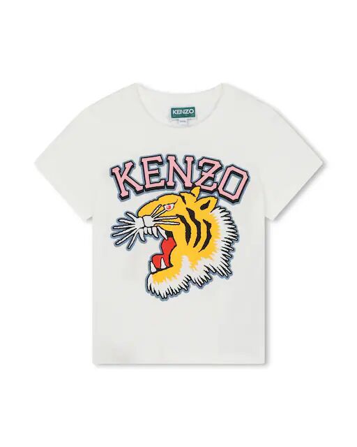 

Футболка для девочки с коротким рукавом и рисунком спереди Kenzo Kids, белый