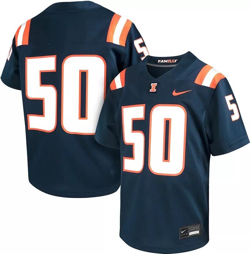 

Синяя реплика футбольной майки Nike Youth Illinois Fighting Illini # 50