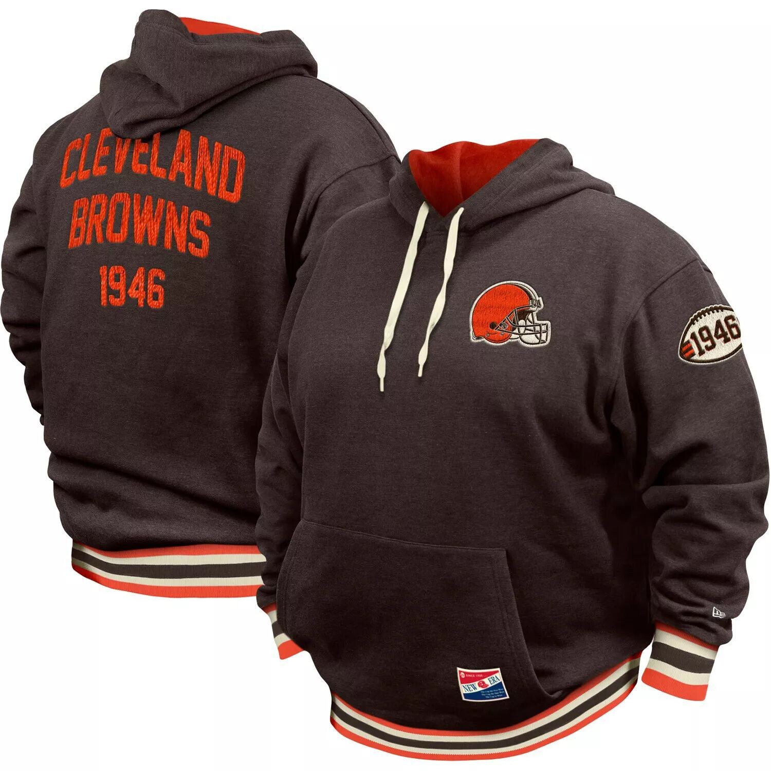 

Мужской коричневый пуловер с капюшоном Cleveland Browns Big & Tall НФЛ New Era