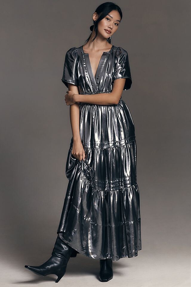 

Платье макси The Somerset Metallic Edition, темно-серый