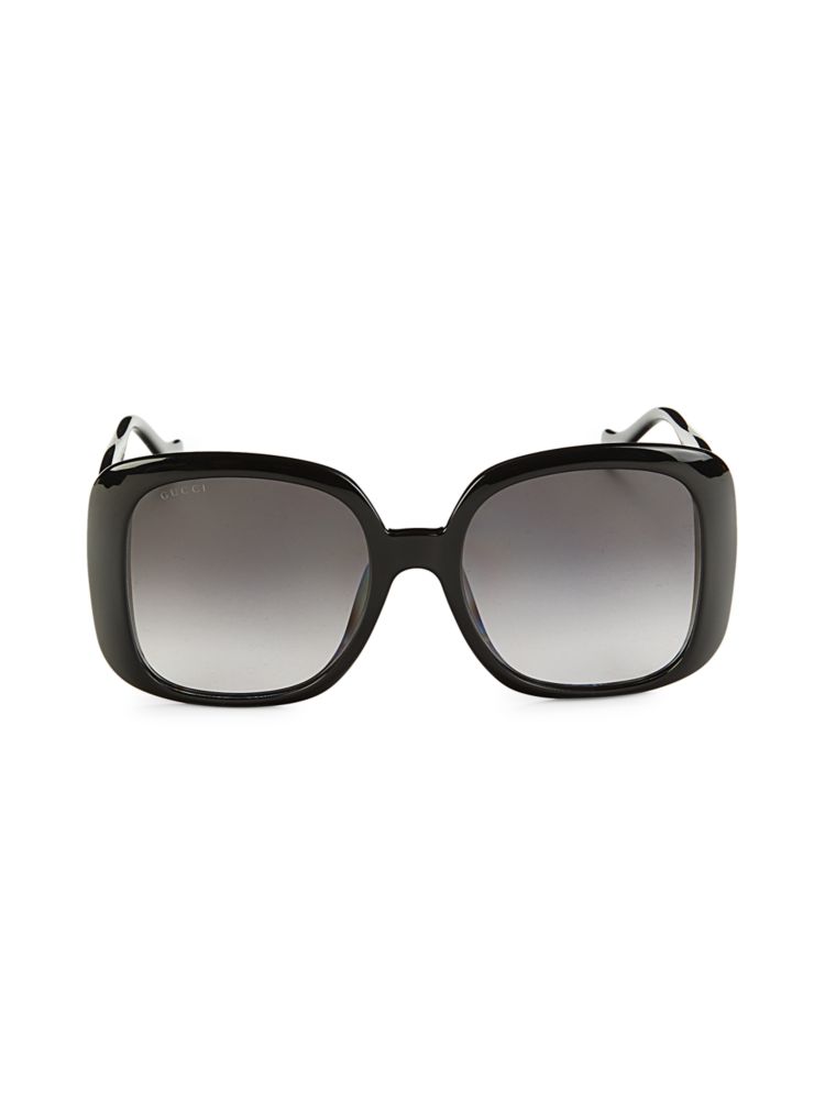 Квадратные солнцезащитные очки 57MM Gucci, черный цена и фото