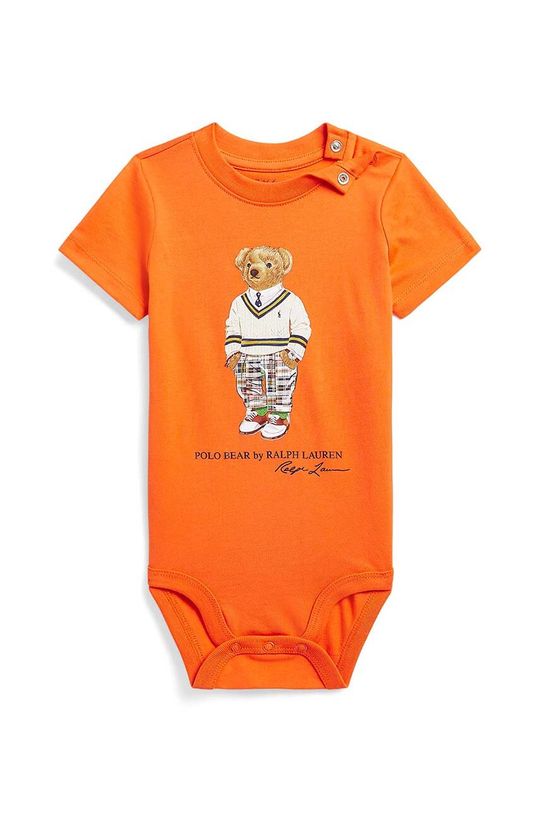 Хлопковое боди для новорожденных Polo Ralph Lauren, оранжевый