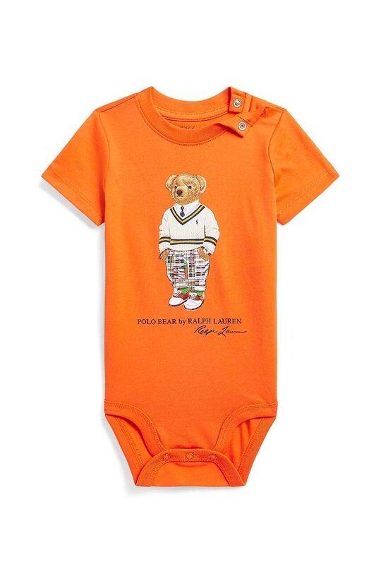 

Хлопковое боди для новорожденных Polo Ralph Lauren, оранжевый
