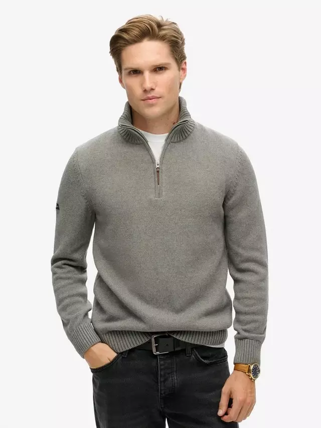 

Джемпер Superdry Cotton Classics Knit Henley, цвет grey marl
