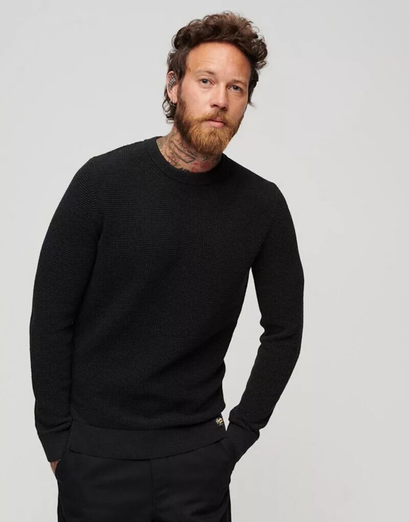 

Джемпер круглой вязки с текстурой цвета воронова крыла вереска Superdry