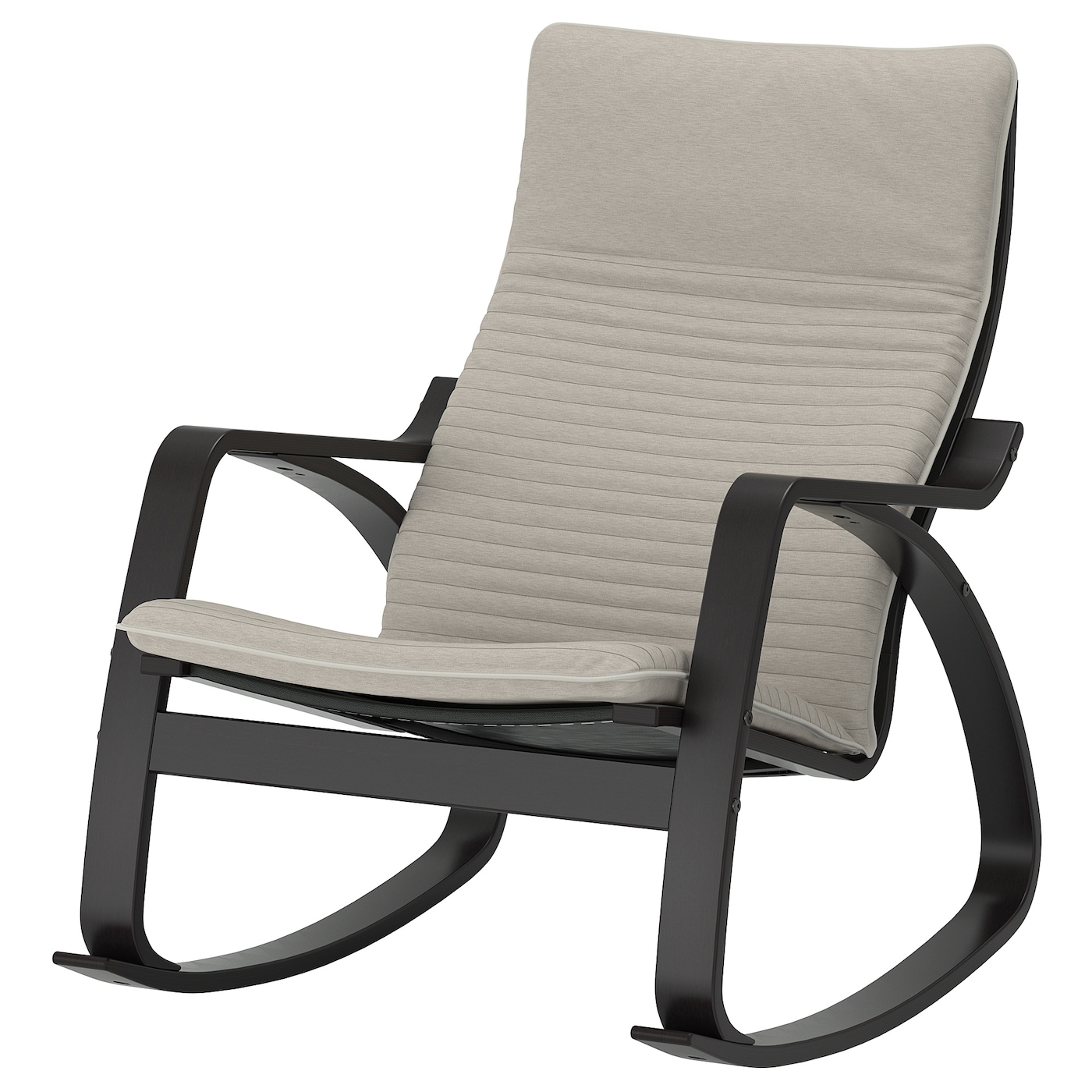 ПОЭНГ Кресло-качалка, черно-коричневый/Книса светло-бежевый POÄNG IKEA кресло качалка сантьяго каркас коричневый сиденье коричневое 140 х 58 х 105 см