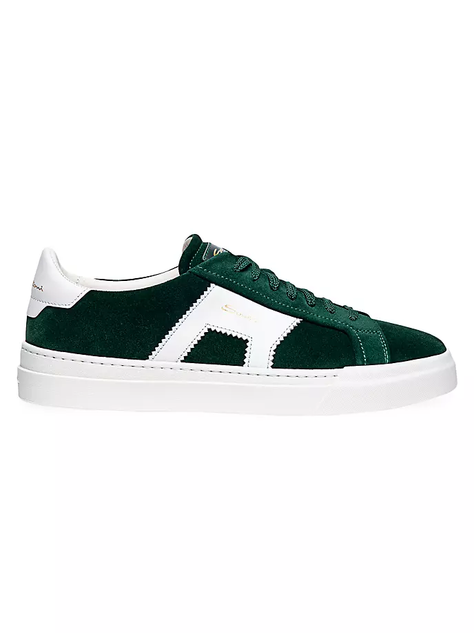 

Кроссовки из кожи и замши Santoni, зеленый