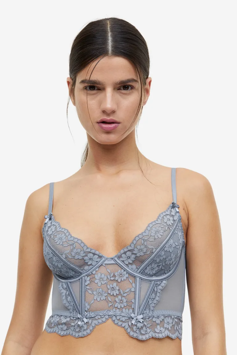 

Кружевное бюстье без подкладки H&M, синий