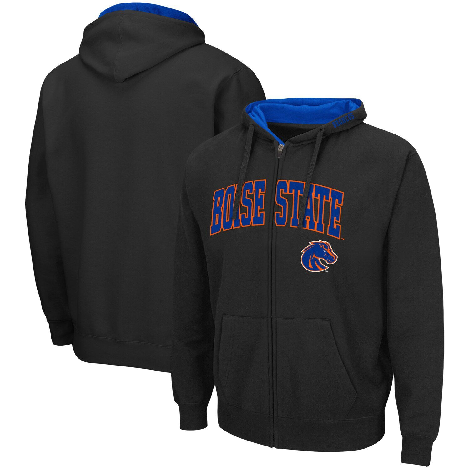 

Мужская черная толстовка с молнией во всю длину Boise State Broncos Arch & Logo 3.0 Colosseum, Черный