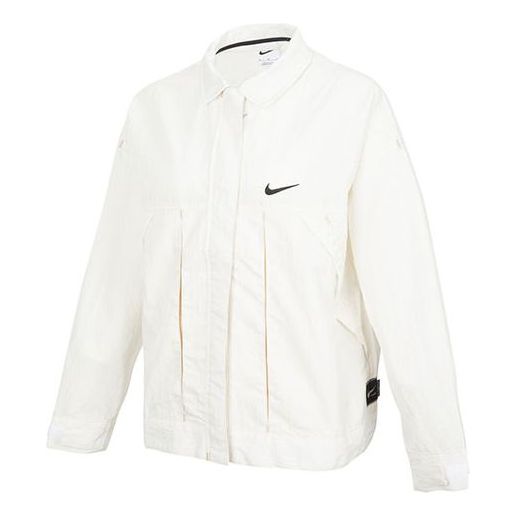 Куртка (WMNS) Nike SS22 Sportswear Swoosh Back Logo Printing Woven Jacket Autumn Phantom White Gray, белый куртка men s nike alphabet logo printing woven white dv3313 133 белый