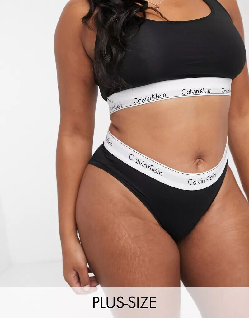 

Calvin Klein – Plus Size – современные короткие хлопковые трусы черного цвета