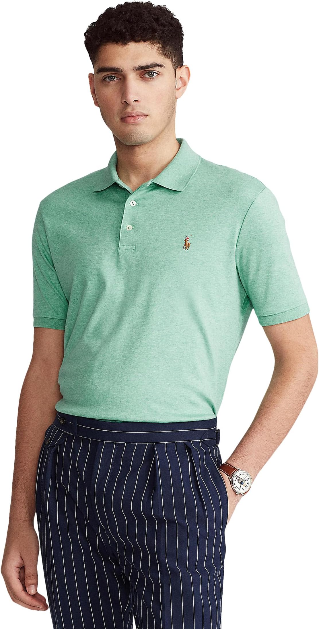 Рубашка-поло Custom Slim Fit Soft Cotton Polo Polo Ralph Lauren, цвет Resort Green Heather sharanam green resort