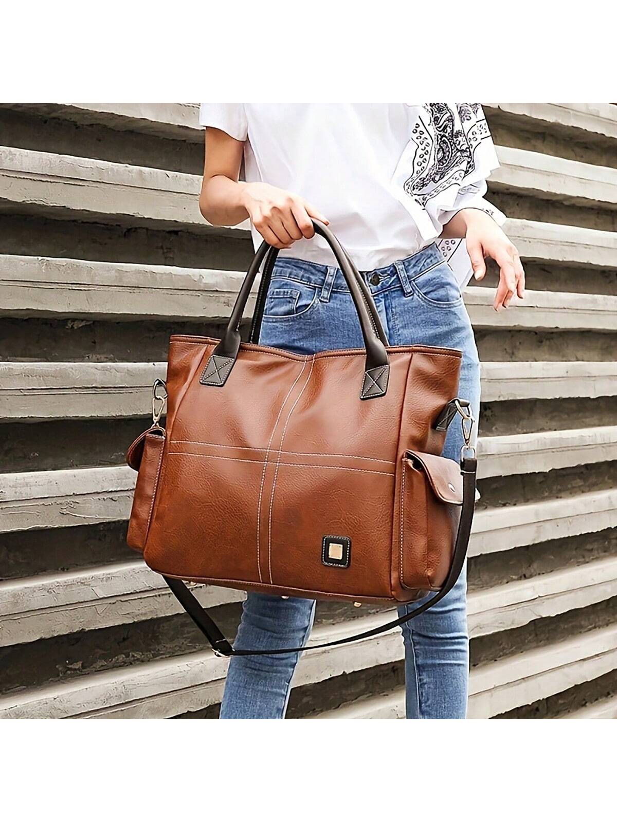 Винтажная сумка-саквояж с верхней ручкой, коричневый сумка хобо campomaggi повседневная черный